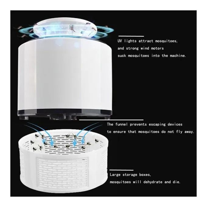 Electric Mosquito Killer With 360 Degrees LED Trap Lamp - Black/White