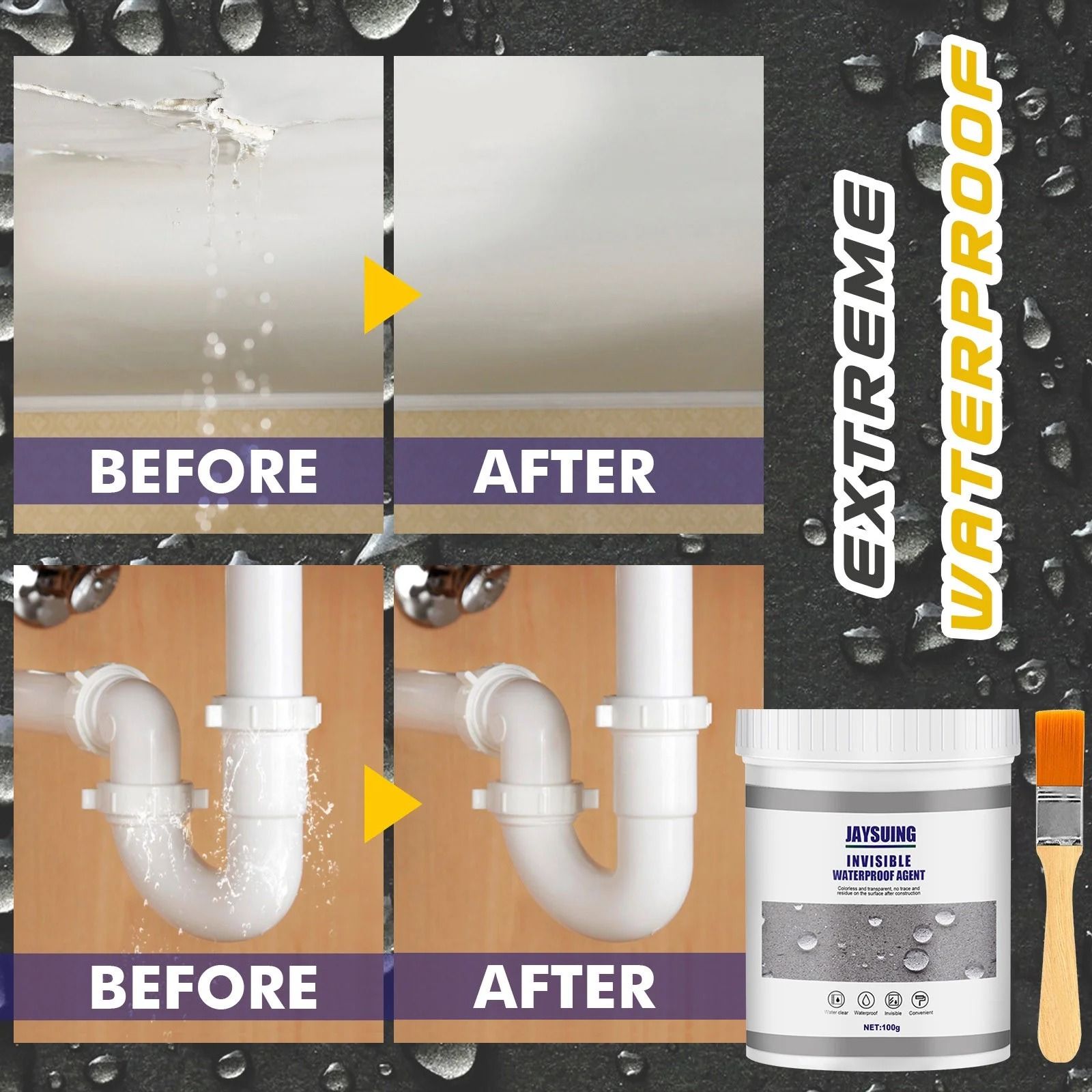 Invisible Waterproof Agent 10.5Fl Oz (300ml), Transparent Waterproof Coating Waterproof Glue - Waterproof Sealant, Super Strong Invisible Waterproof Anti-Leakage Agent
