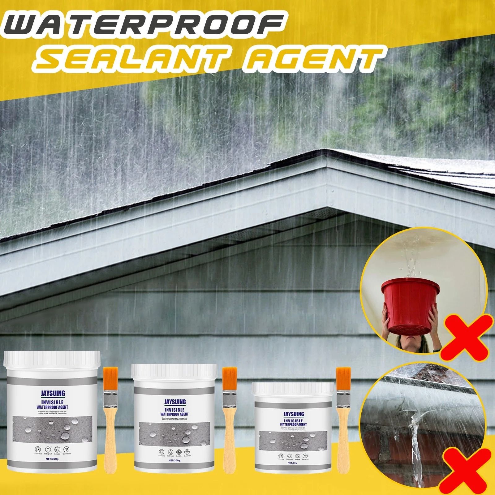 Invisible Waterproof Agent 10.5Fl Oz (300ml), Transparent Waterproof Coating Waterproof Glue - Waterproof Sealant, Super Strong Invisible Waterproof Anti-Leakage Agent
