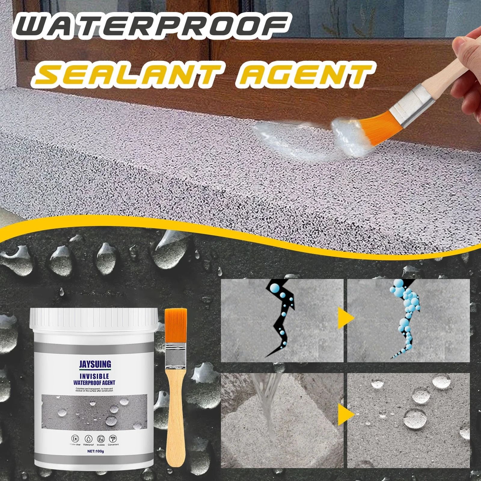 Invisible Waterproof Agent 10.5Fl Oz (300ml), Transparent Waterproof Coating Waterproof Glue - Waterproof Sealant, Super Strong Invisible Waterproof Anti-Leakage Agent