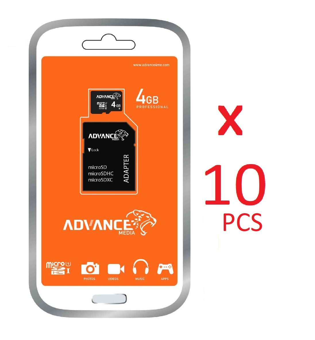 10 PCs (Wholesale Price - 2GB / 4GB / 8GB / 6GB / 32GB / 64GB) ADVANCE microSD Memory Cards for Re-Sale