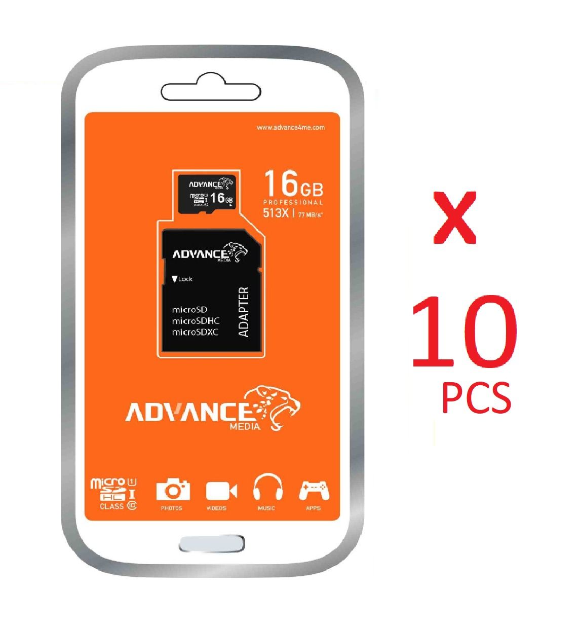 10 PCs (Wholesale Price - 2GB / 4GB / 8GB / 6GB / 32GB / 64GB) ADVANCE microSD Memory Cards for Re-Sale