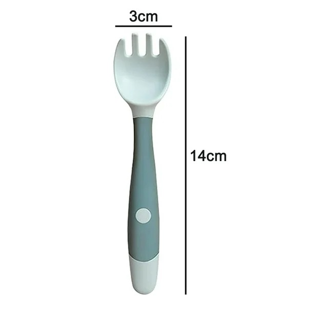 Baby Utensils Spoons Forks 2 Sets, Cute Toddlers Feeding Training Spoon and Fork Tableware Set Easy Grip Heat-Resistant Bendable BPA Free Great Self-Feeding Learning Spoons Forks for Kids