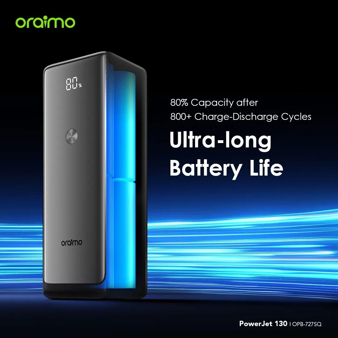 Oraimo Super Fast PowerJet OPB-727SQ 130W 27,600mAh power bank for laptops and phones