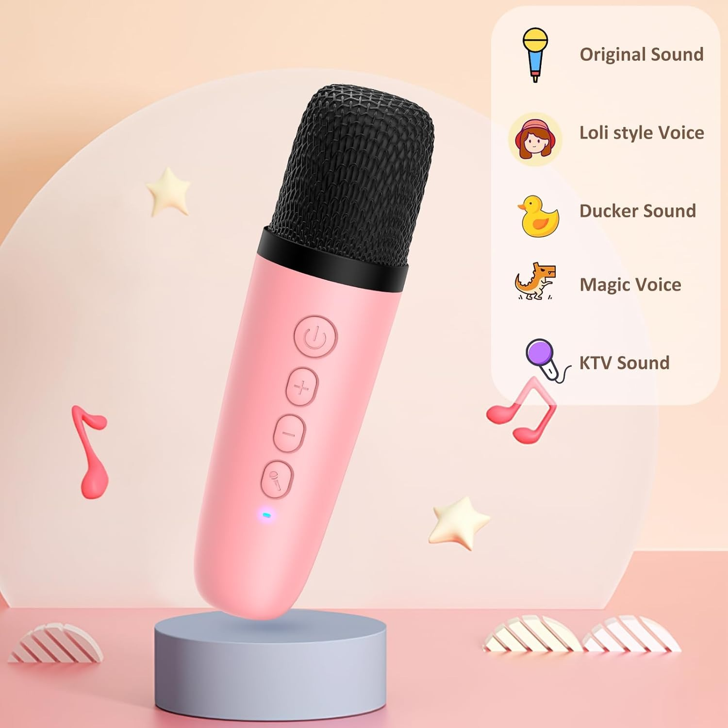 Mini Karaoke Machine for Kids Age 4-12, Portable Bluetooth Speaker with a Microphone and RGB Lights, Support TF/AUX Input/Funny Magic Voice, Great Gift for Boys & Girls