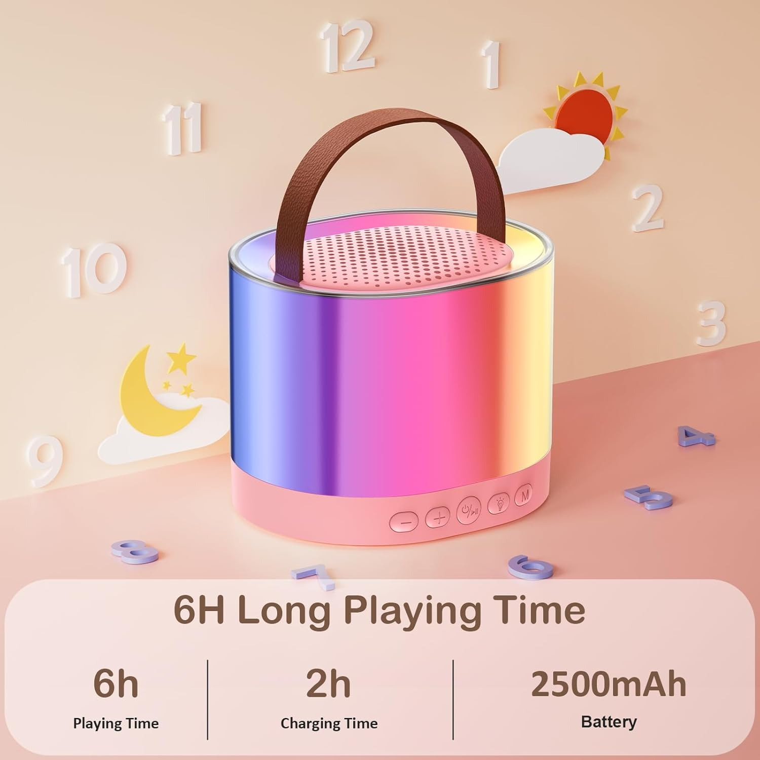 Mini Karaoke Machine for Kids Age 4-12, Portable Bluetooth Speaker with a Microphone and RGB Lights, Support TF/AUX Input/Funny Magic Voice, Great Gift for Boys & Girls