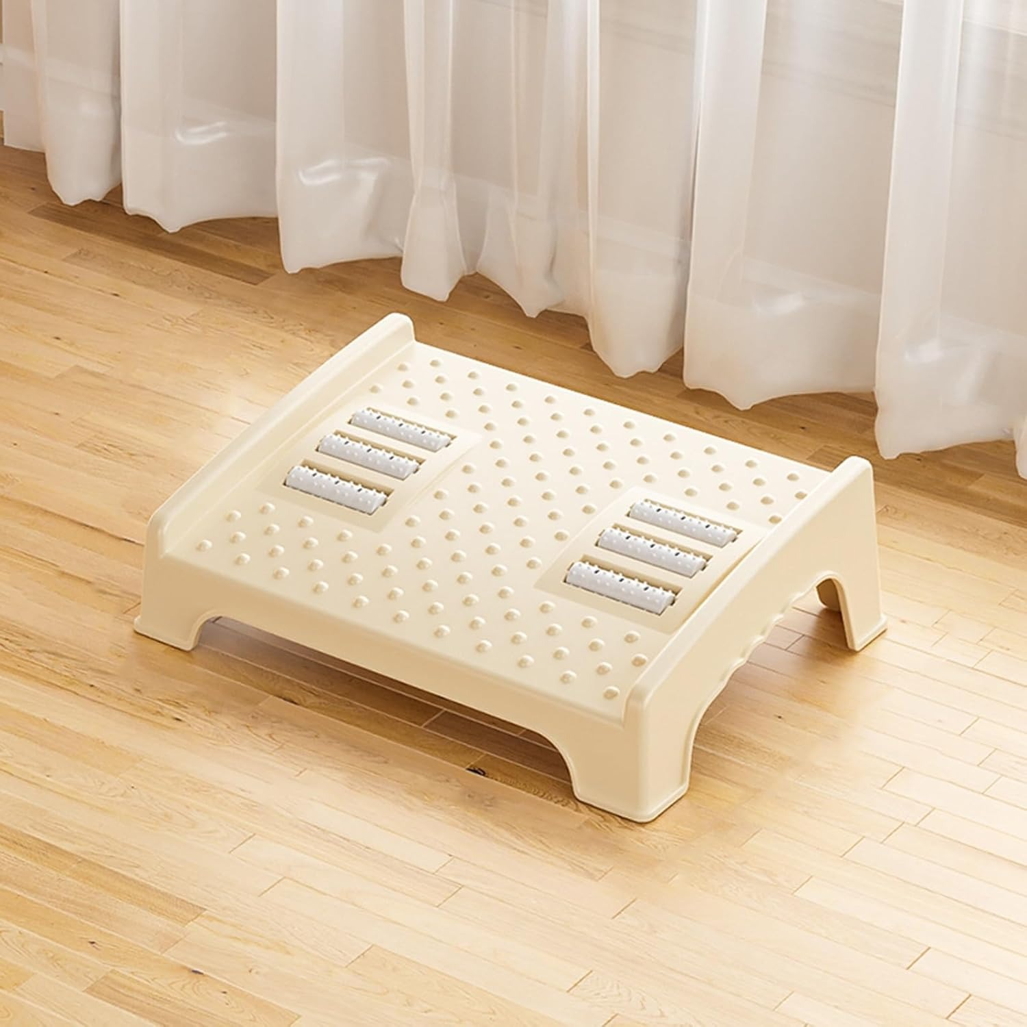 Desk Foot Rest Ergonomic, Foot Rest for Under Desk at Work, with Massaging Texture and Rolling Wheels, 20 Degree Tilt Angle Adjustable Footstool, Suitable for Office