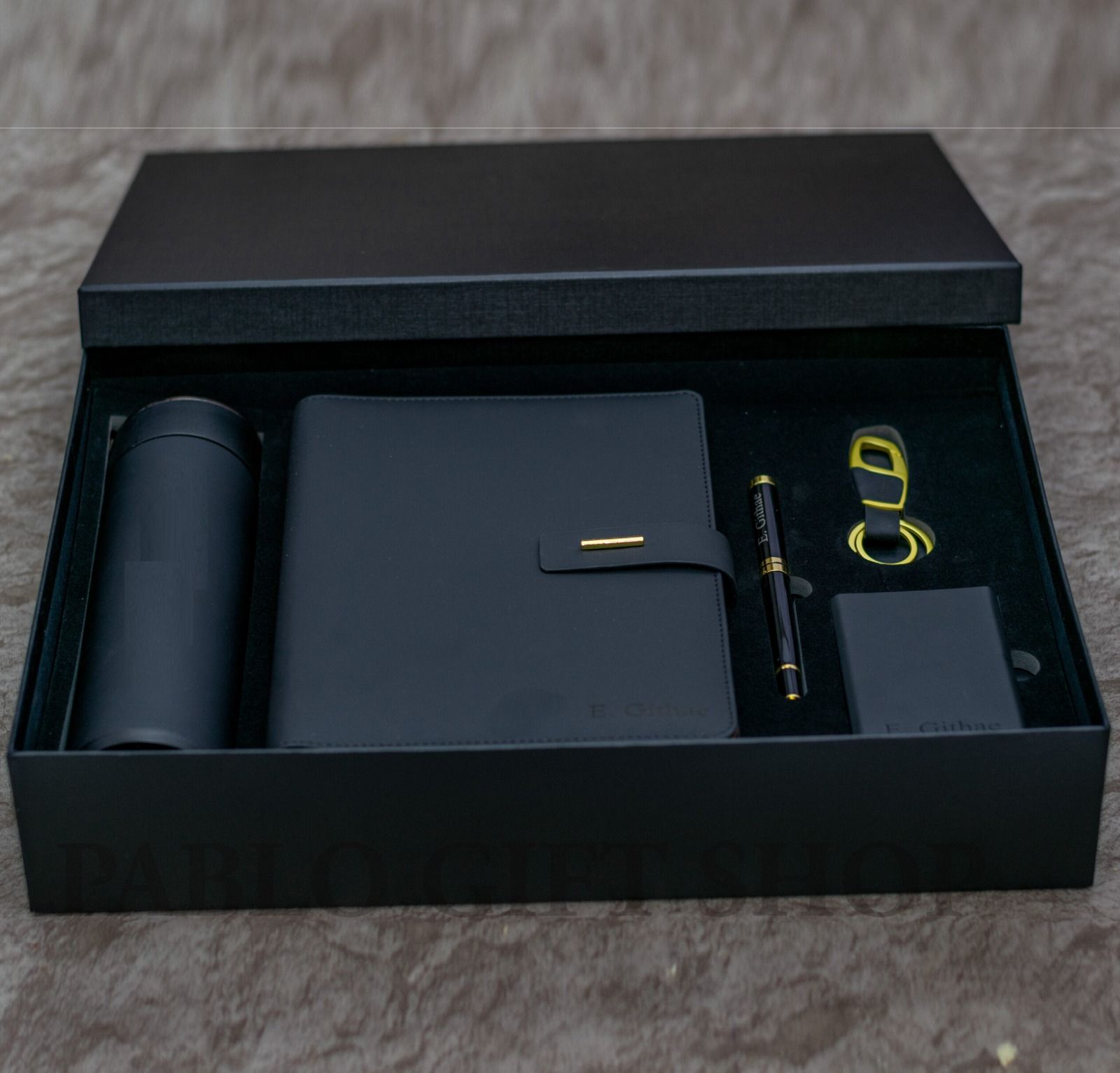 Executive Gift Set with Thermal Flask, Notebook, Business Cardholder, Pen & Keyholder