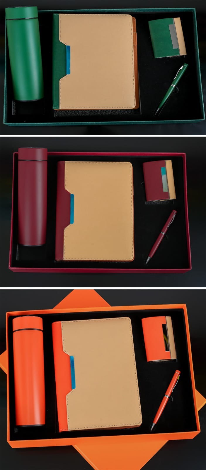 Executive Gift Set with Notebook, Business cardholder, Thermal Flask & Pen