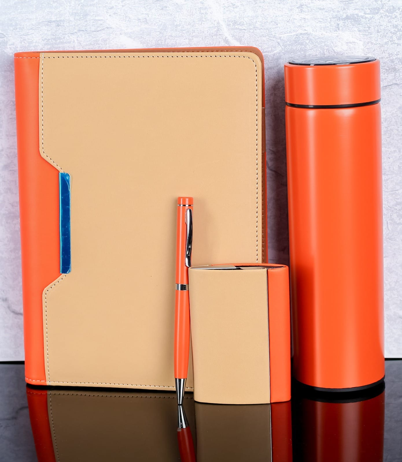 Executive Gift Set with Notebook, Business cardholder, Thermal Flask & Pen