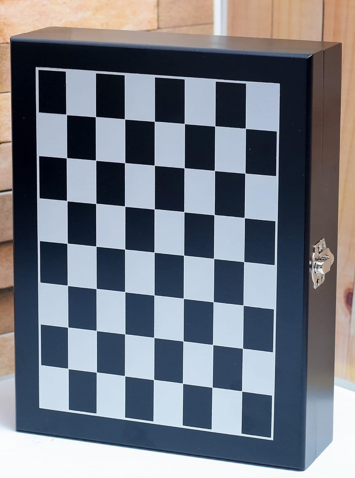 Hip Flask Gift Set with Chess & Chess Play Set in wood board case