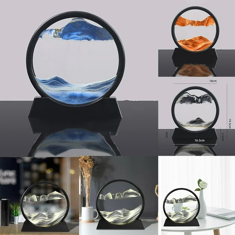 Dynamic 3D Glass Hourglass with Moving Sand Landscape Sand Scape Decor