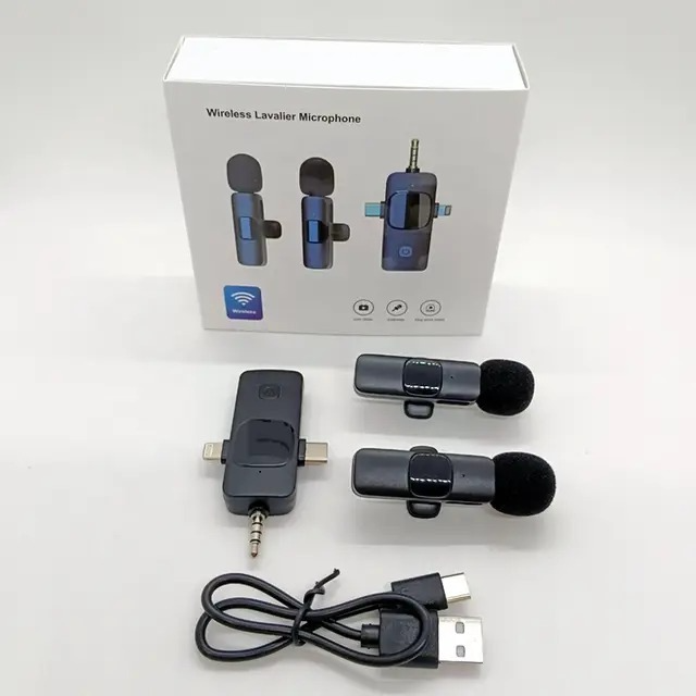 3 in 1 Wireless Microphone for iPhone, iPad, Android, Camera, Mini Microphones USB C, 12Hs Working Time, Lavalier Mic for Vlog, Podcast, TikTok, YouTube