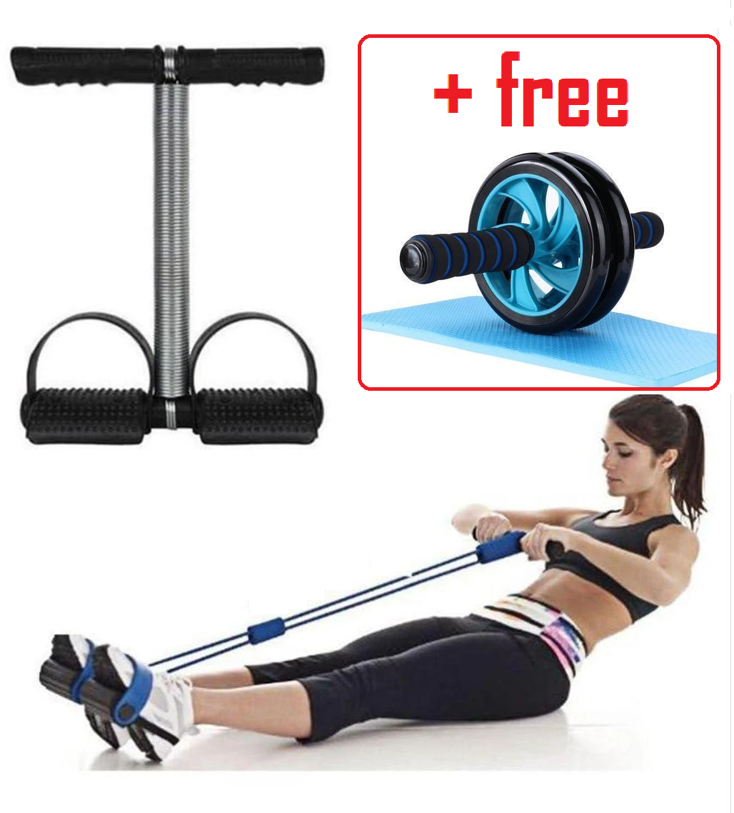 [FREE GIFT] Tummy Trimmer Exerciser + AB Wheel Roller FREE Knee Mat