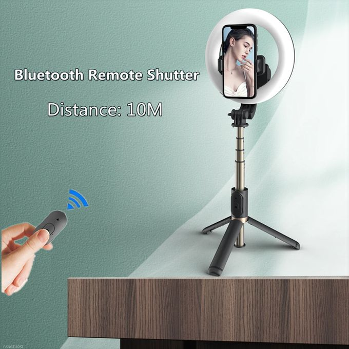 7.5 Inch Ring Light Selfie Stick With Remote,110CM
