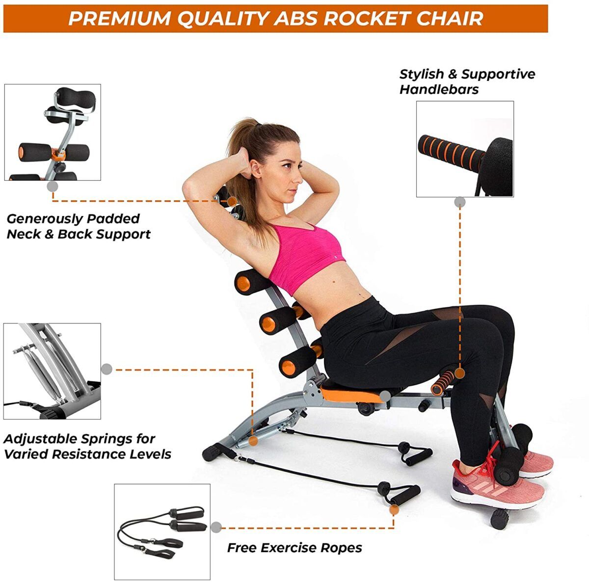 Six Pack ABS Machine, AB Workout Equipment for Home Gym, Multi-Functional Adjustable Ab Crunch Machine, AB Exercise Equipment for Total Body Workout