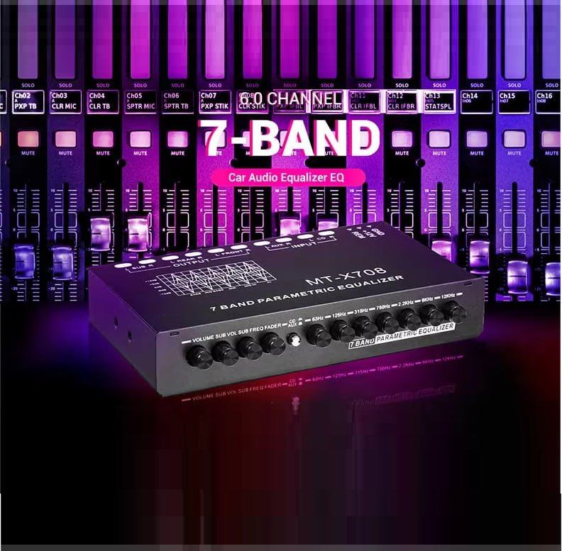 Professional 7 Band Car Equalizer Multifunctional Audio EQ Tuning Crossover Amplifier Parametric Equalizer Car Audio Equalizer