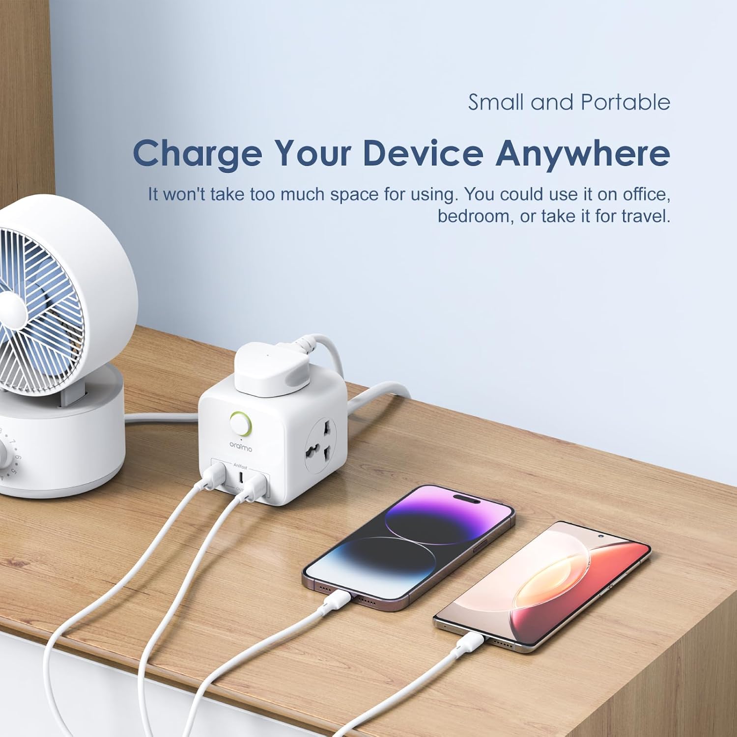 Oraimo Power Hub C 6-In-1 Cube Extension Boards with 3 Universal Socket, 2 USB and 1 Type C Fast Charging Port, 20W PD3.0 Quick Charge Desktop Charging Station with 1.5 M Power Cord Multi Protection