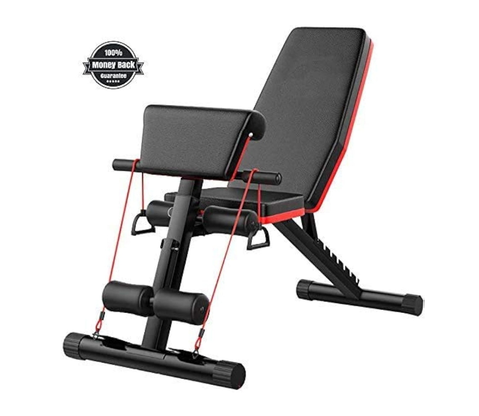 Weight Bench, Adjustable Workout Bench Press 800lbs Flat Incline Decline Utility Bench Sit Up Exercise Bench for Home Gym Strength Training Full Body Workout