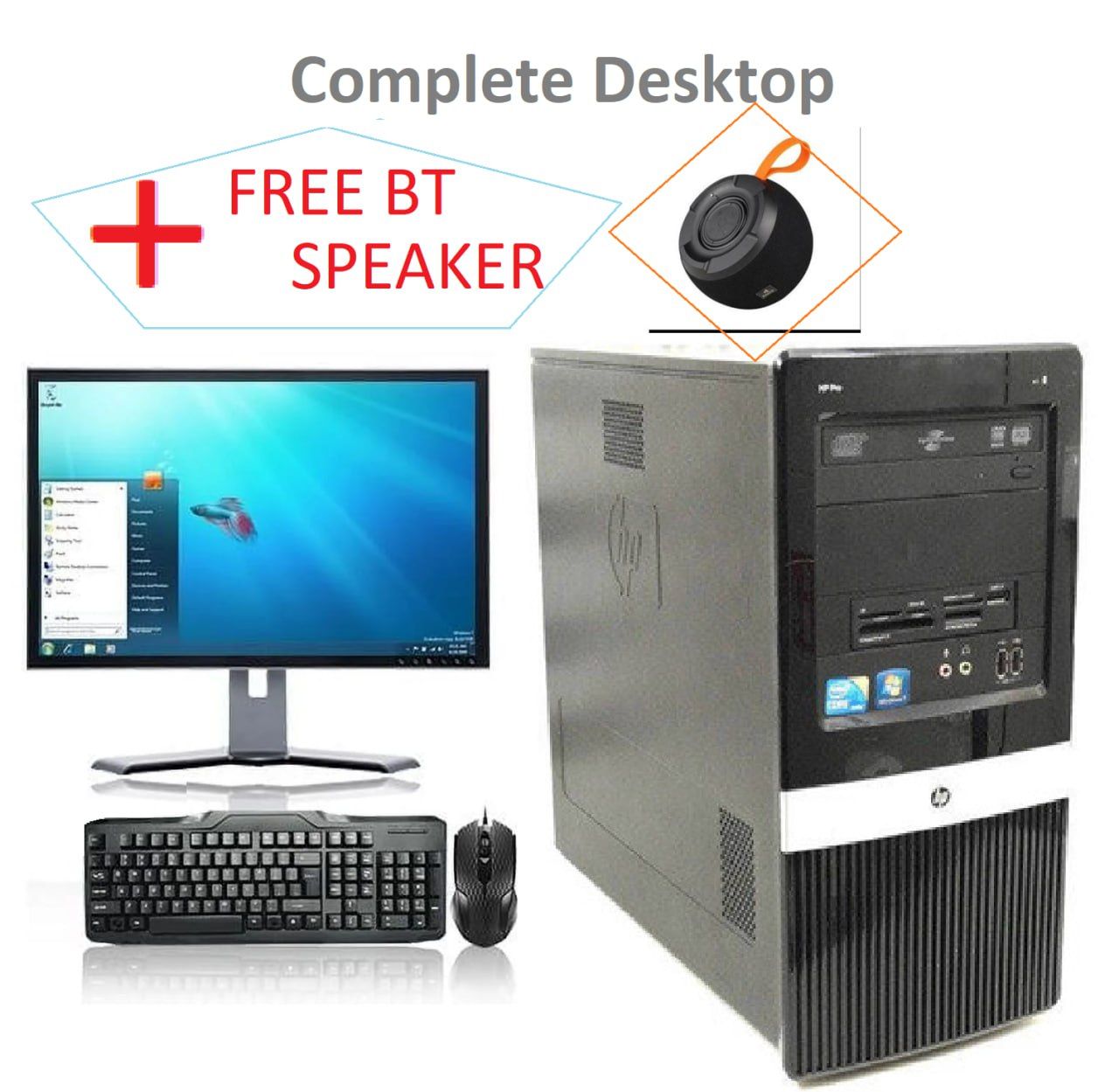 (Free Bluetooth Speaker) Complete Desktop Computer HP Pro 6GB RAM, Core i3, 1.0TB HDD with Windows 10 Pro