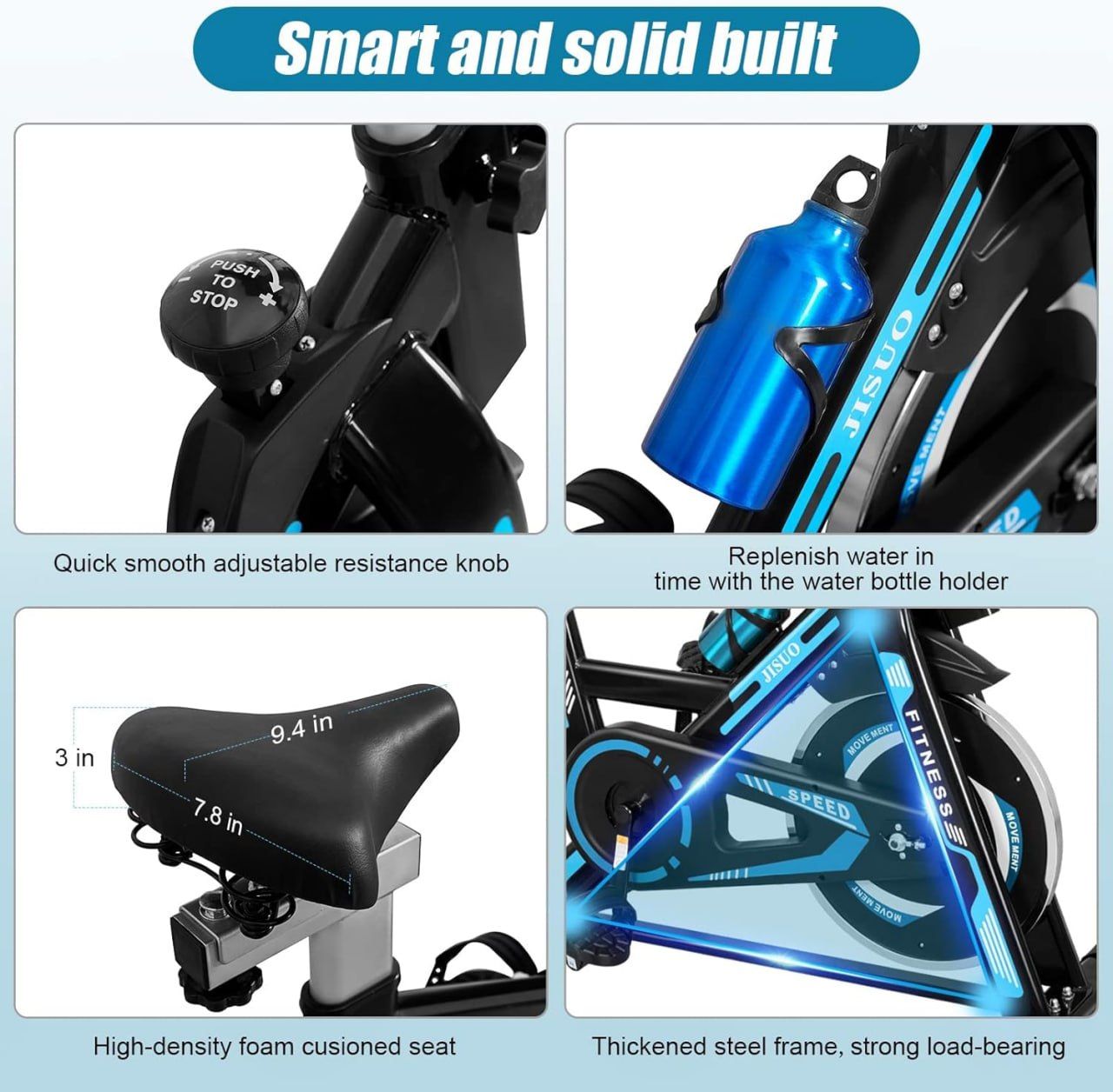 Indoor Cycling Bike Stationary Exercise Bike with Heart Rate Monitor ,Comfortable Seat Cushion, Silent Belt Drive, iPad Holder, Fitness Bike Perfect for Home Cardio Workout Cycle Bike Training