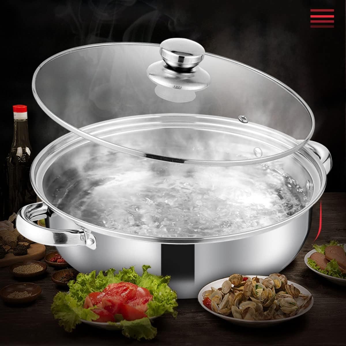 2 Tier Steamer Pot Stainless Steel 2 Ltrs - Steam Pot with Glass Lid Food Vegetable Cooker Pot Cooking Pan Steaming Pot Dim Sum Cookware Steamer For Kitchen Cooking