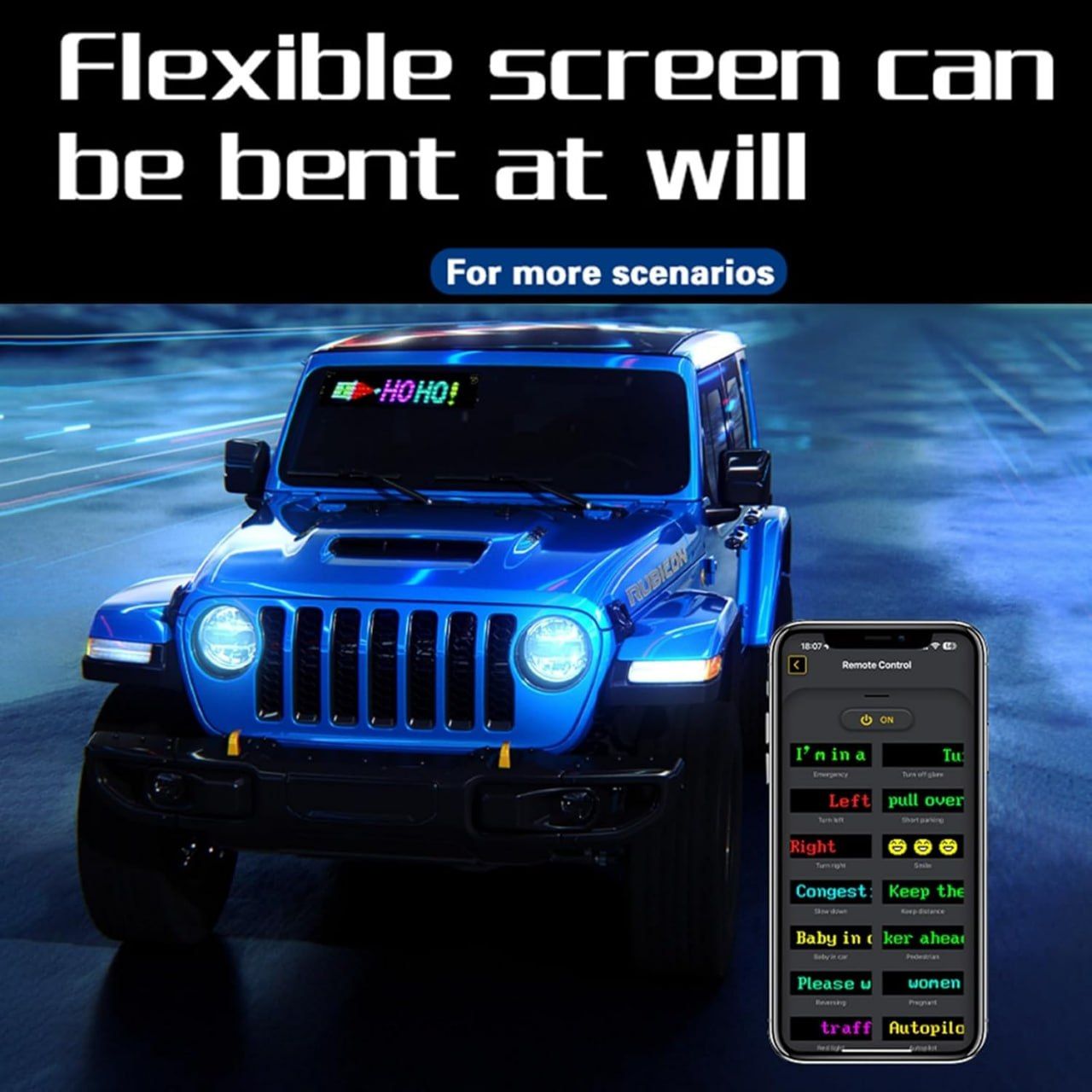 Colorful Eye Lamp Soft Screen for Car Windows, DIY Car Dynamic Led Smart Colorful Eye Lamp Soft Screen, Windshield Eyes Animated Led