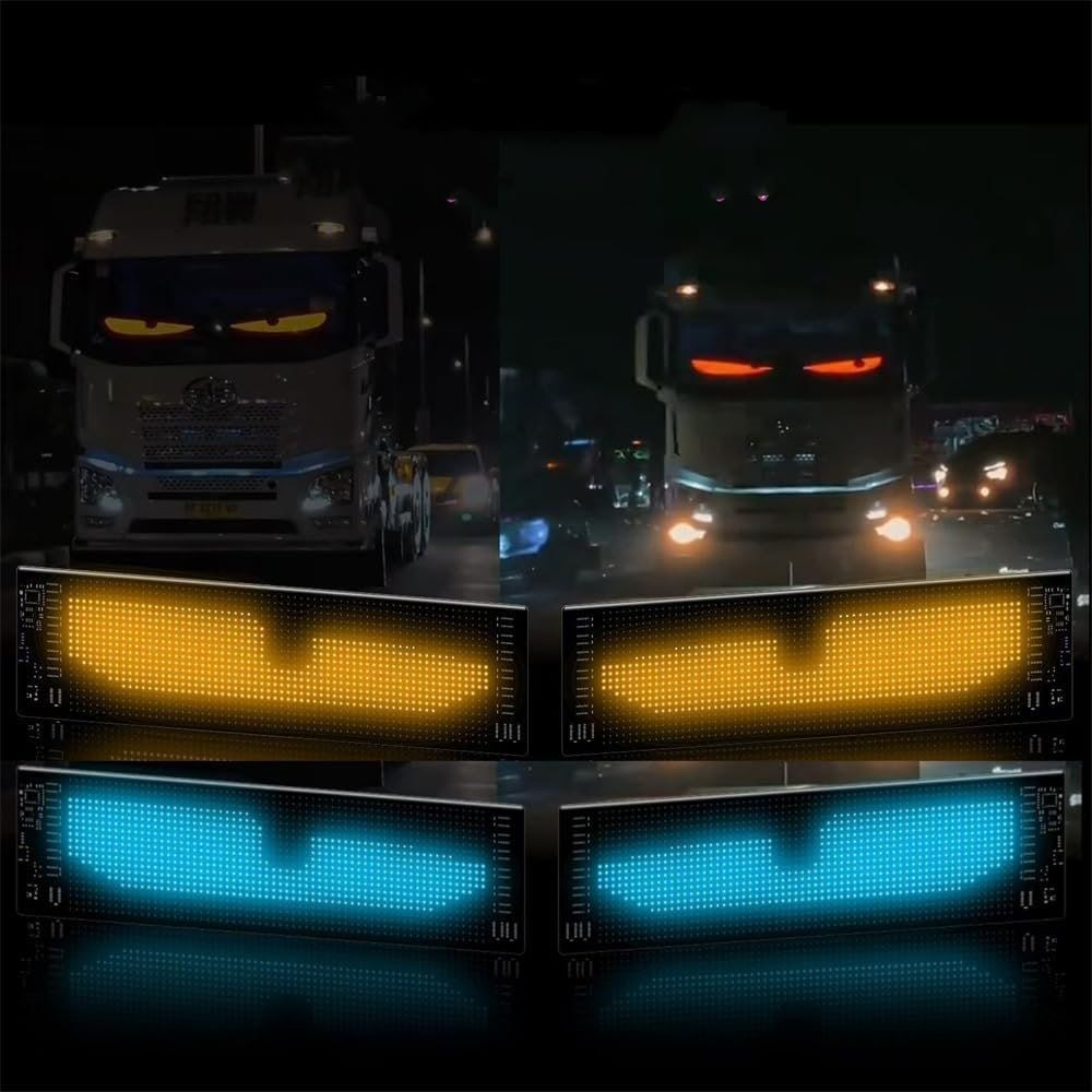 Colorful Eye Lamp Soft Screen for Car Windows, DIY Car Dynamic Led Smart Colorful Eye Lamp Soft Screen, Windshield Eyes Animated Led