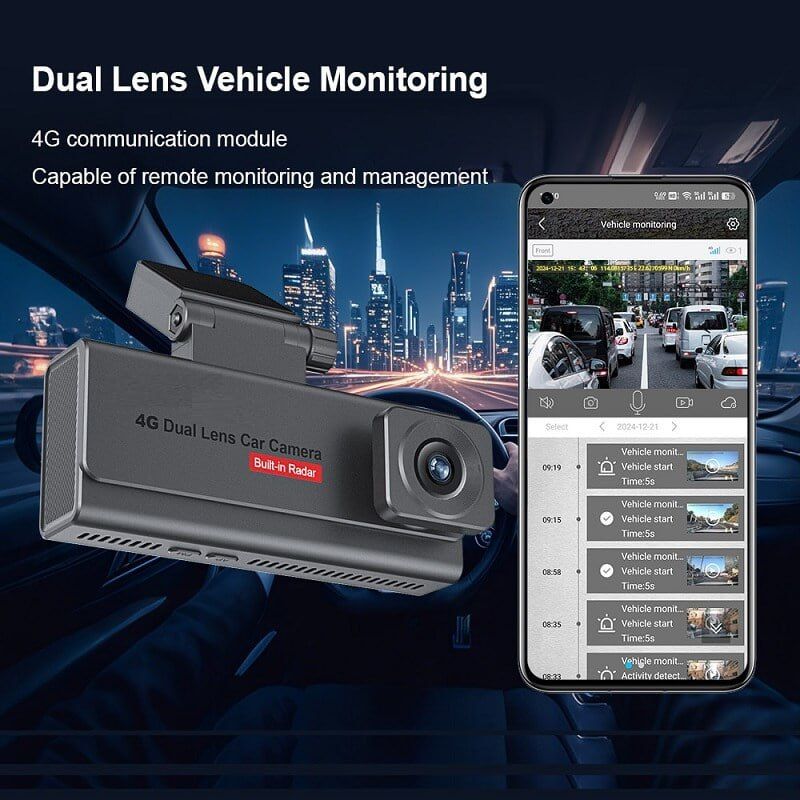 Dash Cam Front and Rear 4K+1080P, Free 64GB Card, Built-in Wi-Fi, Dash Camera for Cars, Car Camera, Dual Dashcams for Cars with Night Vision, 24 Hours Parking Monitor, Loop Recording