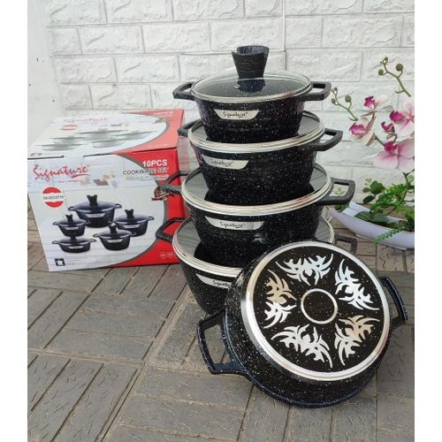 Signature 10pcs Elegant Heavy Granite Nonstick Cooking Pots Sufuria Set