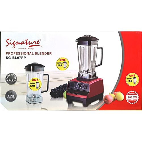 Signature 2000W Commercial Blender with 2L Unbreakable Jar and Extra Free 2L Jar