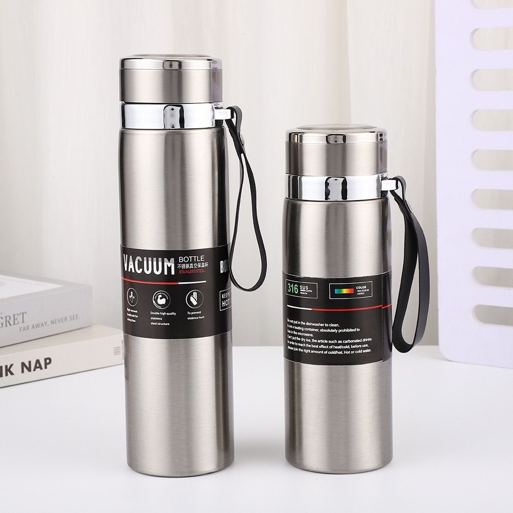 JP 800ML  Stainless Steel Large Capacity Metallic Thermos Vacuum Flask Portable Rope Climbing Sports Travel Cup Water