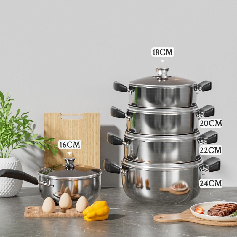 【Promotion】Jamespot 10PCS Stainless steel Pots Non Stick Sufuria Cookware Set Cooking Pots Sufuria 5pcs pots+5pcs lids（16/18/20/22/24cm)