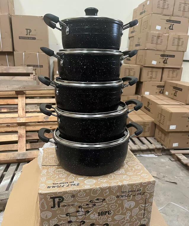 【Promotion】Jamespot 10PCS/Set 18/20/22/24/26cm Die Cast Set  Iron Non-stick Cookware Set  (5PCS Pots+5pcs Lids)