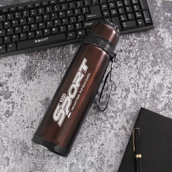 JP 1PC  600ML/800ML  Stainless Steel Large Capacity Metallic Thermos Vacuum Flask Portable Rope Climbing Sports Travel Cup Water
