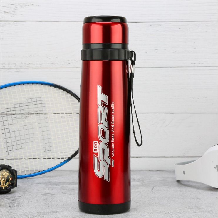 JP 1PC  600ML/800ML  Stainless Steel Large Capacity Metallic Thermos Vacuum Flask Portable Rope Climbing Sports Travel Cup Water