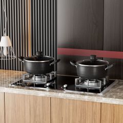 Jamespot Set of 14PCS  Die Cast Set  Iron Heavy  Non-stick Cookware Set  Sufuria Set cooking pot set (5PCS  18/20/22/24/26cm Pots+5pcs Lids+1pc Pan+3pcs Accessories) Suitable for induction cookers