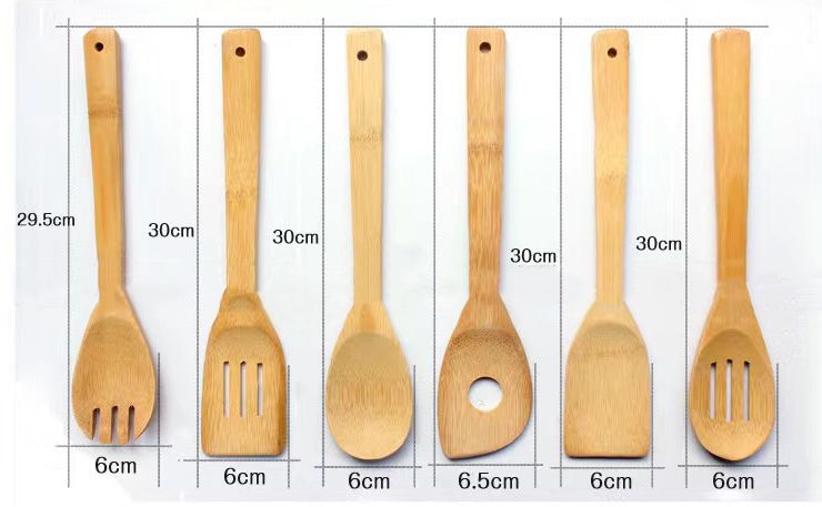 6-piece kitchenware wooden spatula modern simple kitchenware bamboo anti-scalding cooking non-stick spatula