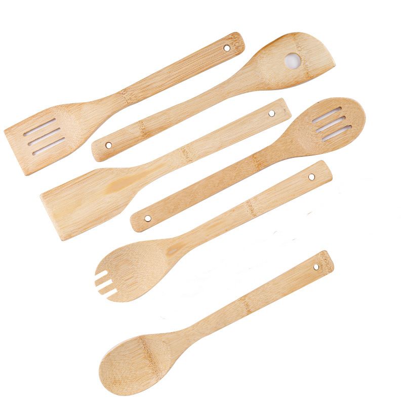 6-piece kitchenware wooden spatula modern simple kitchenware bamboo anti-scalding cooking non-stick spatula