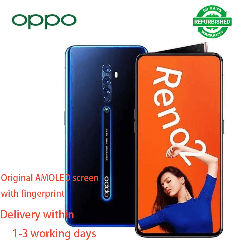 Refurbished Oppo Reno 2 Smartphone 8GB+128GB 6.5 Inch 2G/3G/4G LTE Dual SIM 4000MAH 48MP+16MP Ultra HD Camera No Fingerprint