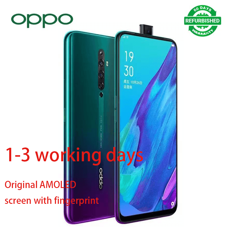 Refurbished (Face Unlock+Fingerprint unlock) OPPO Reno 2Z Smart phone 8GB+128GB Smartphone 6.5 inch 2G/3G/4G LTE 48MP + 13MP + 8MP + 2MP + 16MP Camera Dual SIM 4000mAh