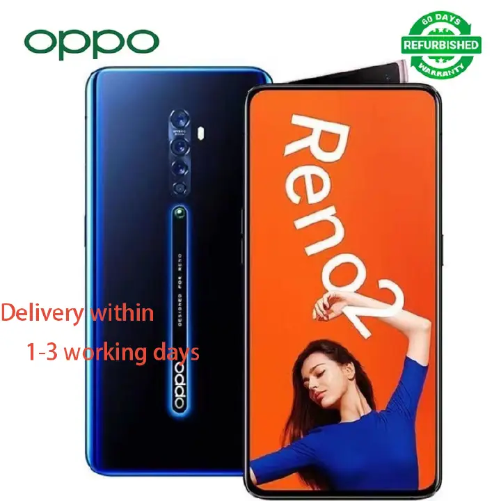 Refurbished Oppo Reno 2 Smartphone 8GB+128GB 6.5 Inch 2G/3G/4G LTE Dual SIM 4000MAH 48MP+16MP Ultra HD Camera No Fingerprint