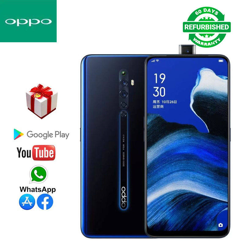 Refurbished (Face Unlock+Fingerprint unlock) OPPO Reno 2Z Smart phone 8GB+128GB Smartphone 6.5 inch 2G/3G/4G LTE 48MP + 13MP + 8MP + 2MP + 16MP Camera Dual SIM 4000mAh