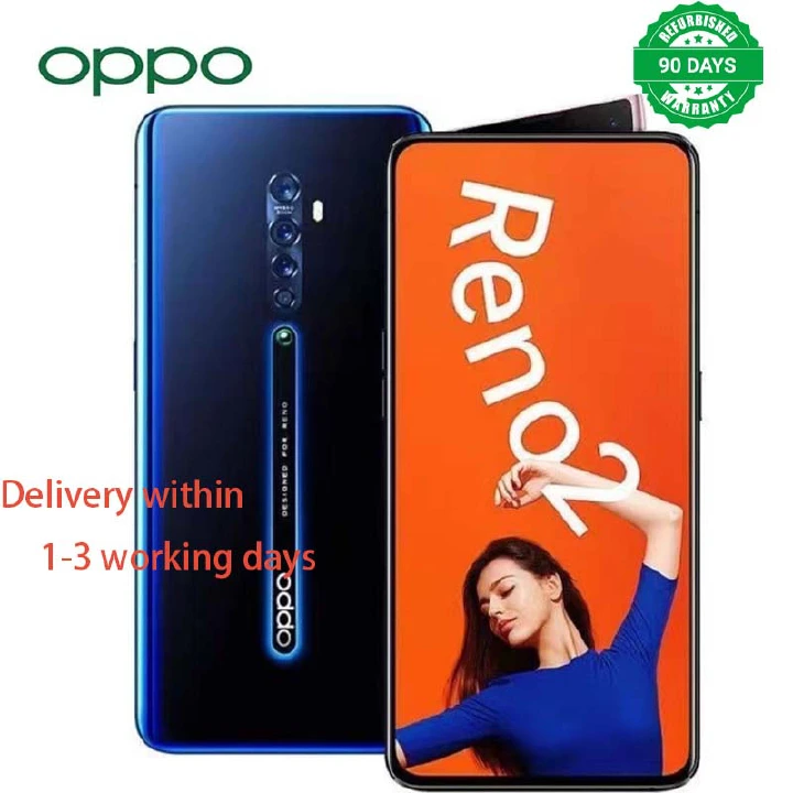 Refurbished Oppo Reno 2 Smartphone 8GB+128GB 6.5 Inch 2G/3G/4G LTE Dual SIM 4000MAH 48MP+16MP Ultra HD Camera No Fingerprint