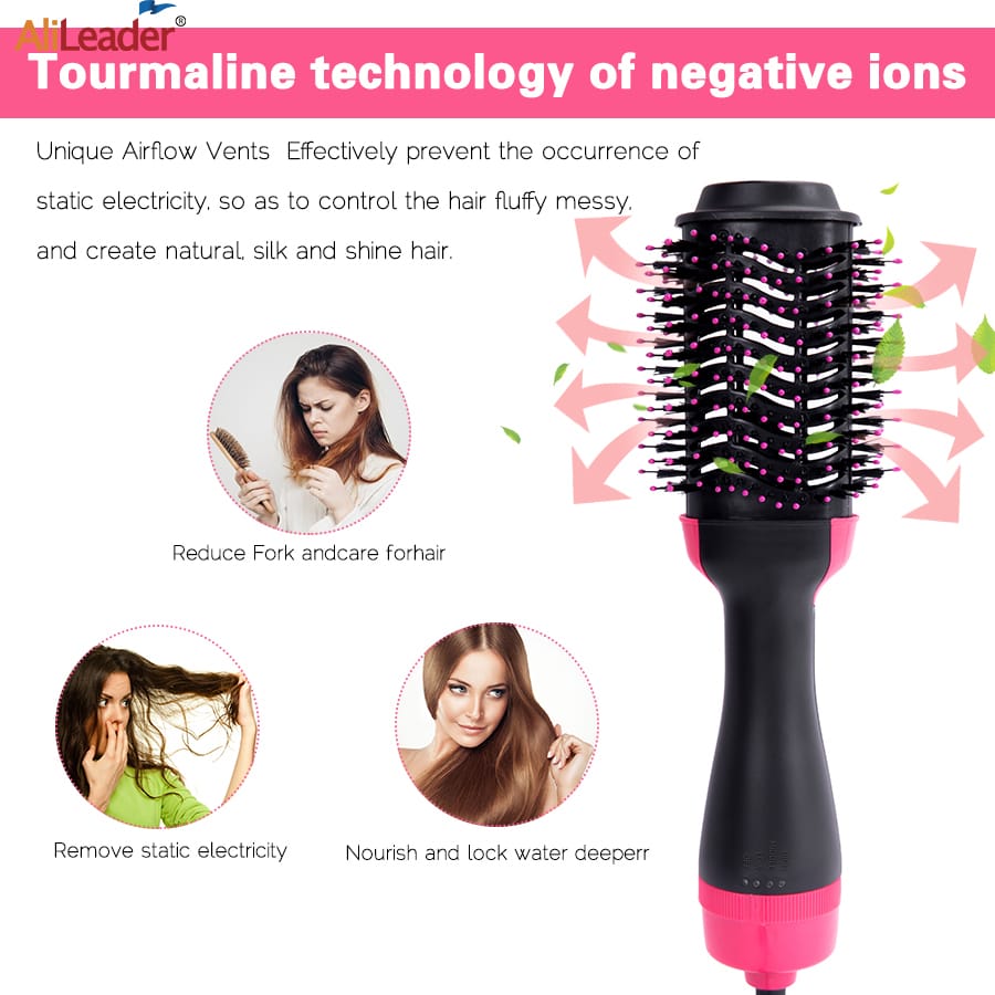 3-1 Electric home hot-air hair dryer comb/brush...Features...Blow dryer,hair curling iron rotating brush...Hair styling,...240volts,1000watts....Heating element is ceramic