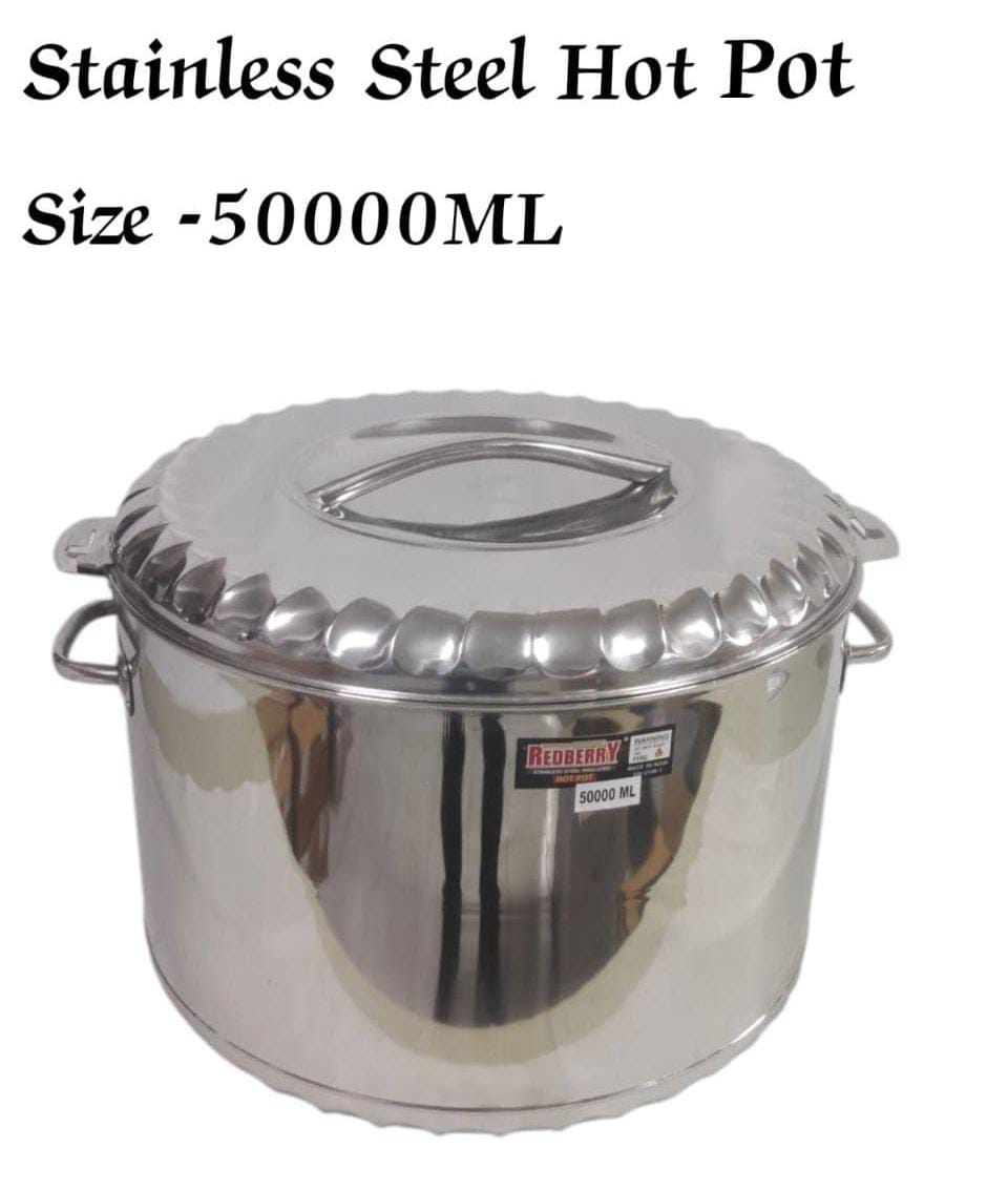 Big Capacity Heavy stainless steel double wall kitchen serving hotpots for Hot and cold meals....Best to use in Big occasions/Big families ....Stainless steel hotpot
