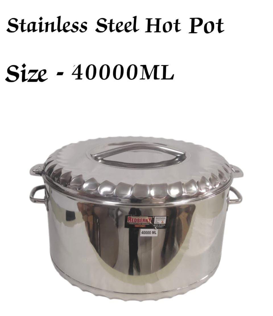 Big Capacity Heavy stainless steel double wall kitchen serving hotpots for Hot and cold meals....Best to use in Big occasions/Big families ....Stainless steel hotpot