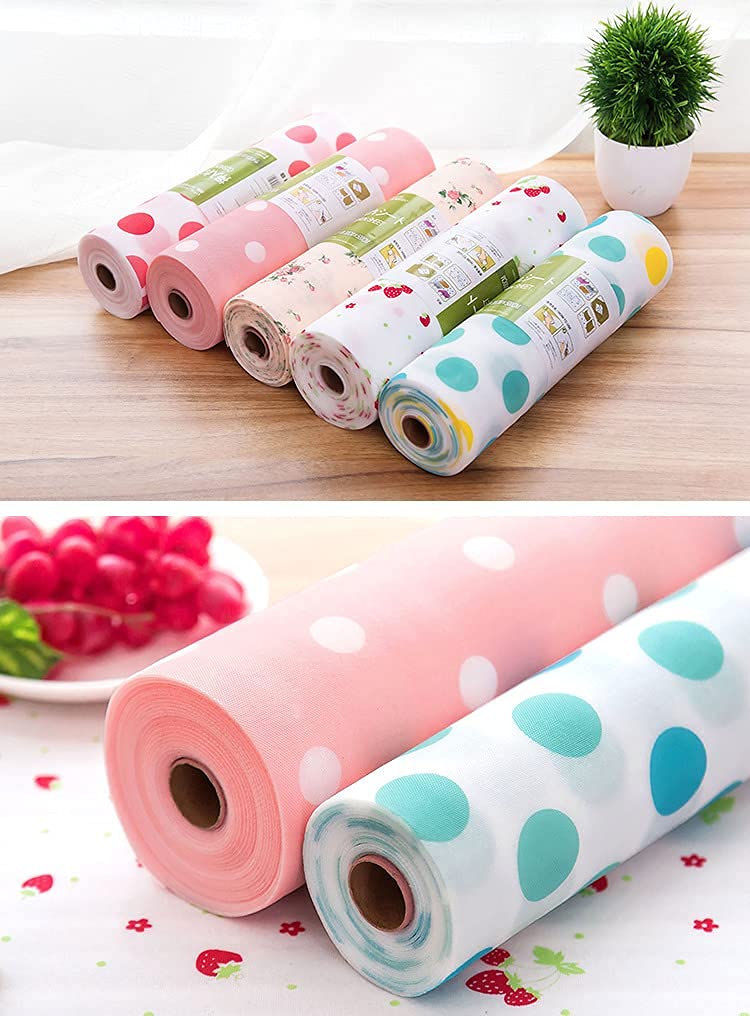 Beatiful doted drower liner...made of PVC material.lower strawberry