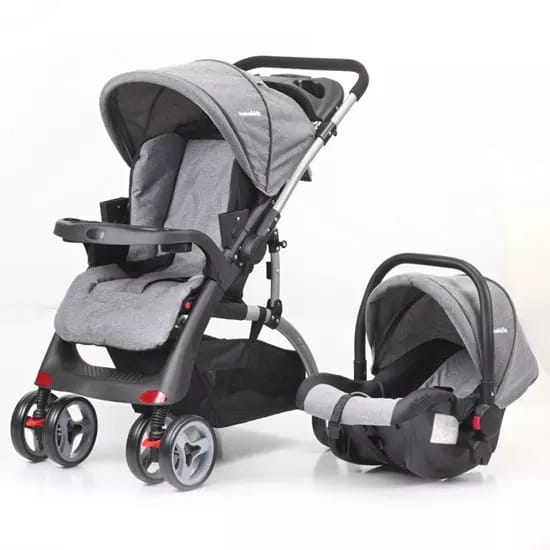 2-1 Reversible Baby stroller...Has a baby carry cot to be used as a car seat for baby upto 18 monchs,Stroller,..3 positioner,...sitting learning and sleeping position and also has a storage