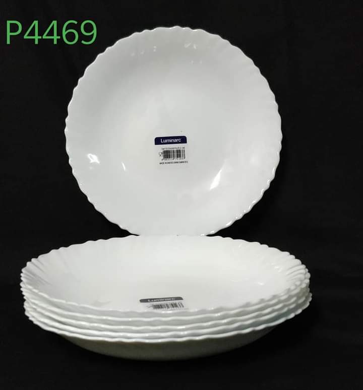 Set of 6pcs Classy Luminarc Feston kitchen soup plate...microwave safe,Break resistant,Toughened extra strong,super white,Scratch resistant